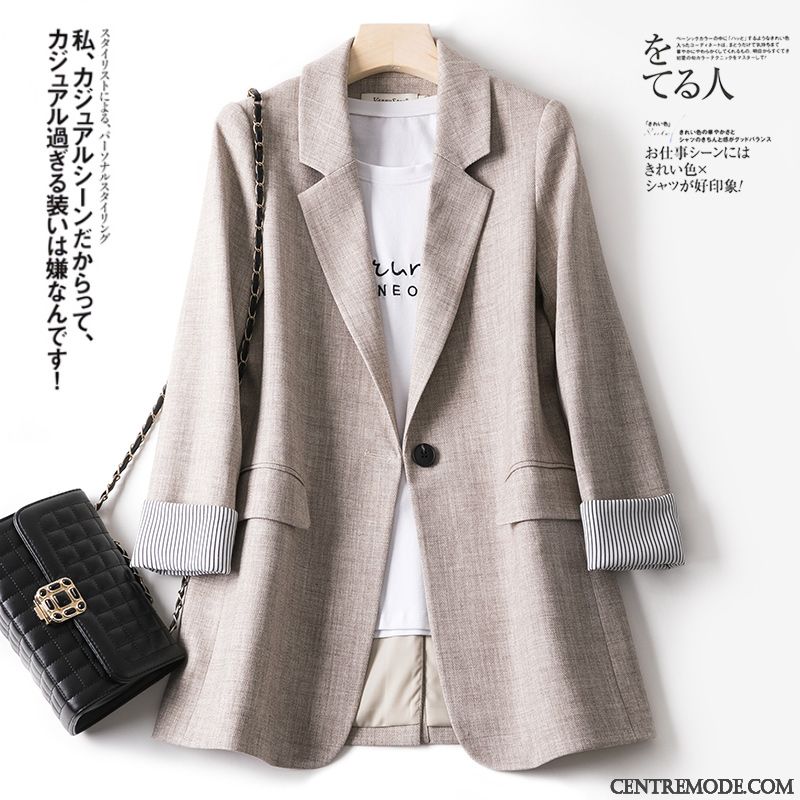 Costumes Blazer Femme Décontractée Veste De Costume Baggy Une Veste Printemps Été Rouge Gris