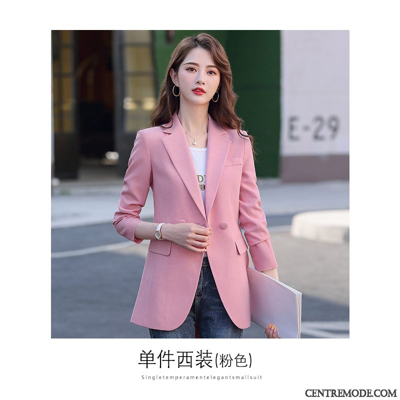 Costumes Blazer Femme Grande Taille Baggy Dame Printemps Britanique Veste De Costume Rouge Rose