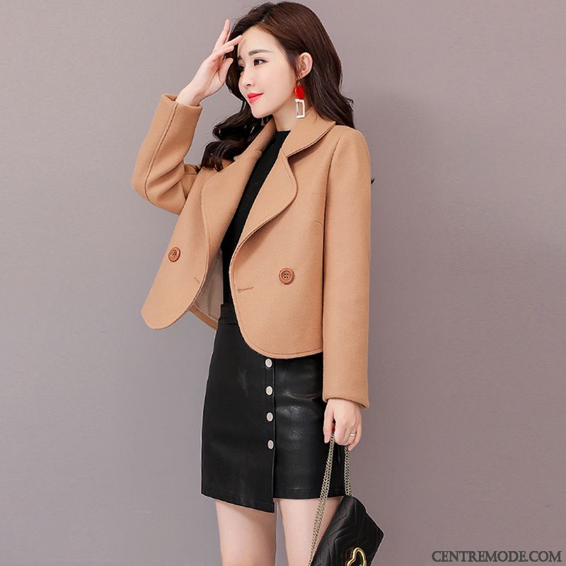 Costumes Blazer Femme Manteau En Laine Hiver Court Mince L'automne Mode Rose