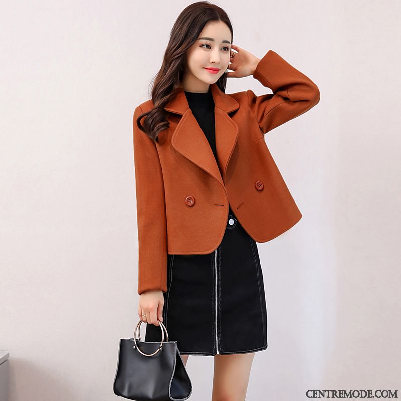 Costumes Blazer Femme Manteau En Laine Hiver Court Mince L'automne Mode Rose