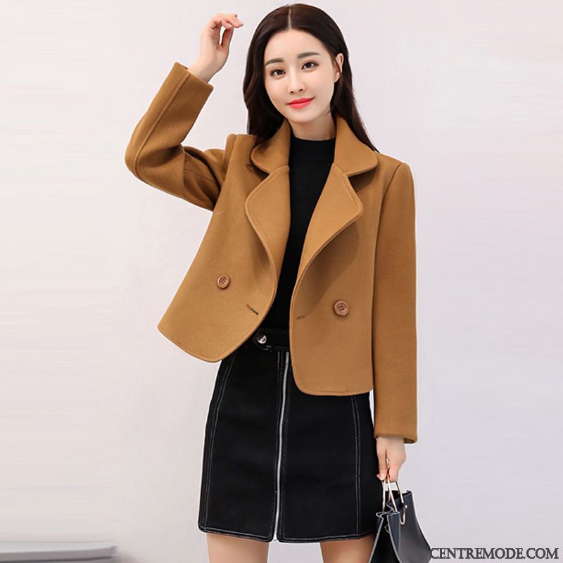 Costumes Blazer Femme Manteau En Laine Hiver Court Mince L'automne Mode Rose