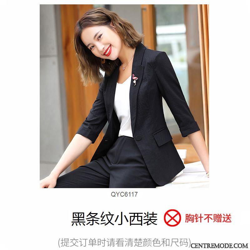 Costumes Blazer Femme Mode Légère Rayé Veste De Costume Une Veste Lin Rouge Gris