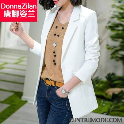 Costumes Blazer Femme Mode Tempérament Manteau Printemps L'automne Longue Blanc