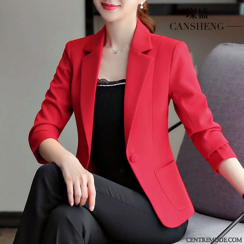 Costumes Blazer Femme Printemps Court L'automne Âge Moyen Veste De Costume Maman Noir Rouge