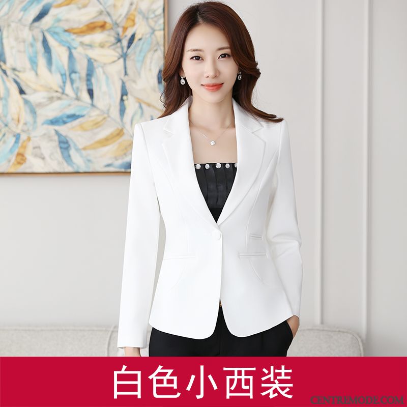 Costumes Blazer Femme Printemps Décontractée Veste De Costume Tempérament Longues Une Veste Blanc Rose