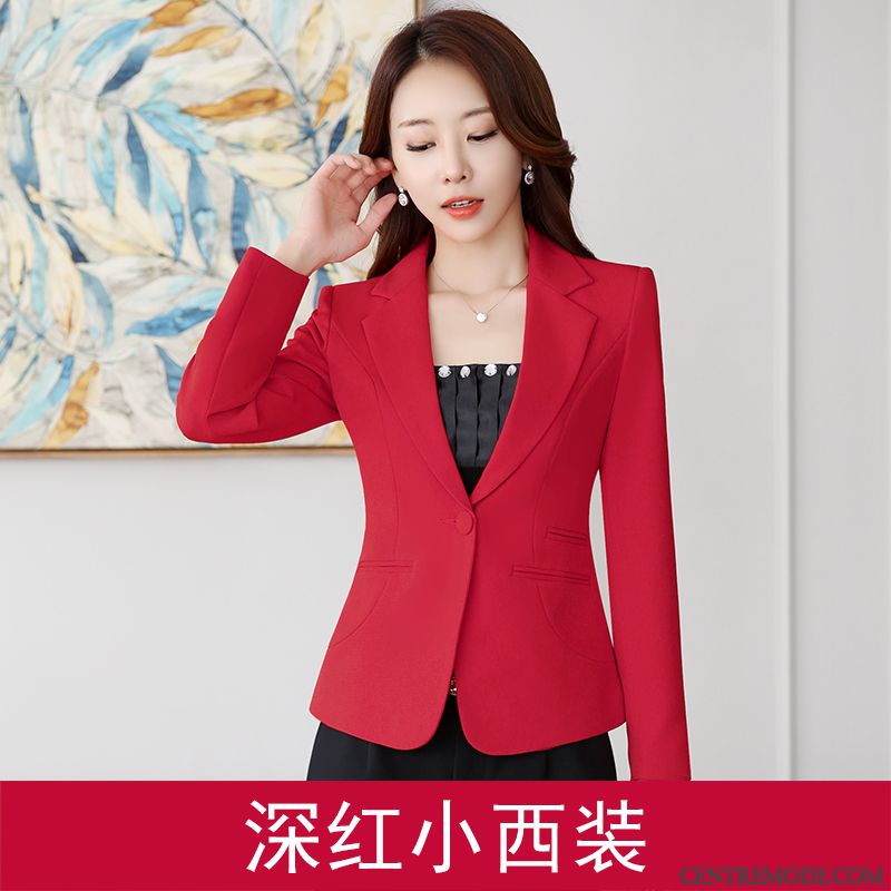 Costumes Blazer Femme Printemps Décontractée Veste De Costume Tempérament Longues Une Veste Blanc Rose
