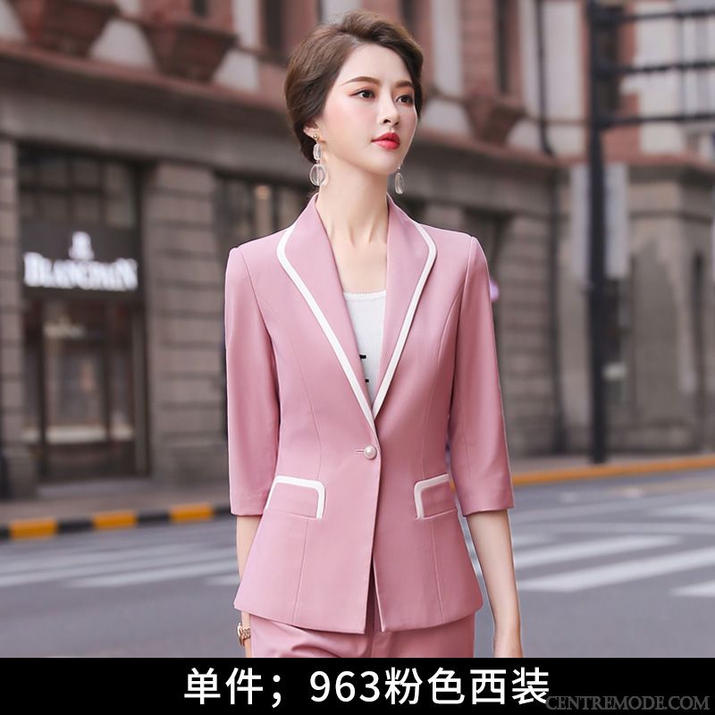 Costumes Blazer Femme Printemps Tempérament Mode Décontractée Professionnel Ensemble Rose