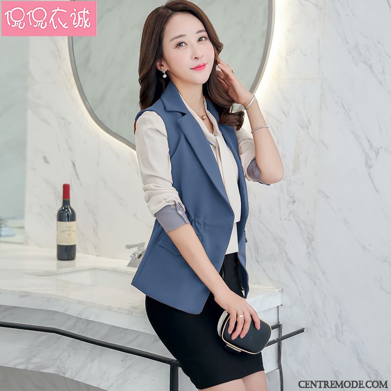 Costumes Blazer Femme Slim Court Nervurées Gilet Printemps Manteau Rose