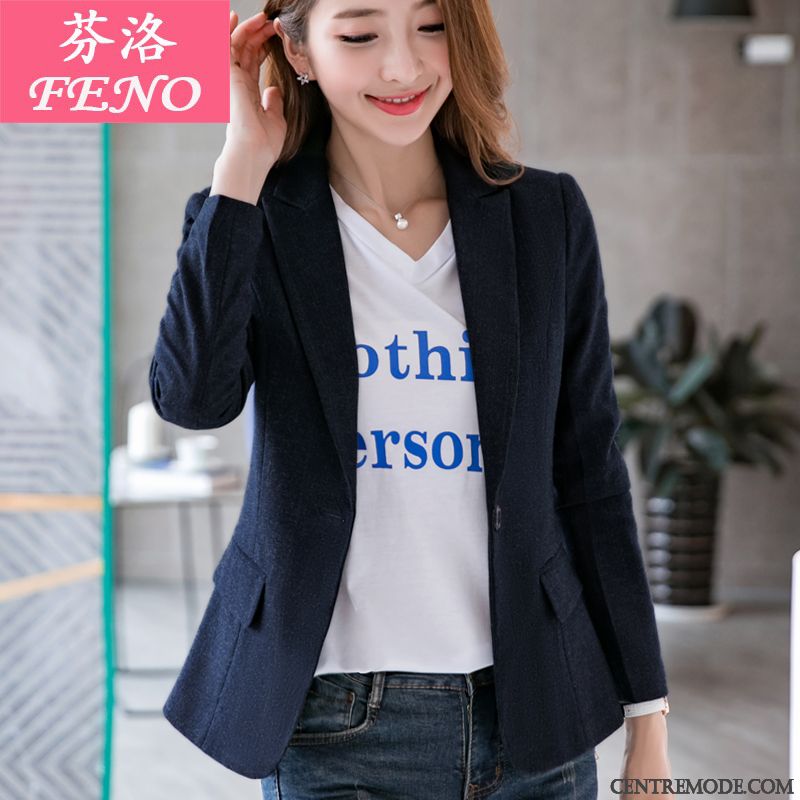 Costumes Blazer Femme Slim Tempérament Décontractée Longues Veste De Costume Printemps Gris
