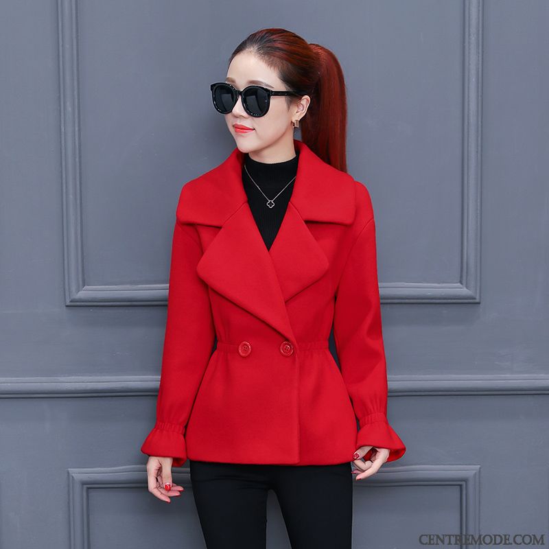 Costumes Blazer Femme Tissu De Laine Court Mode Vêtements D'hiver Manteau En Laine L'automne