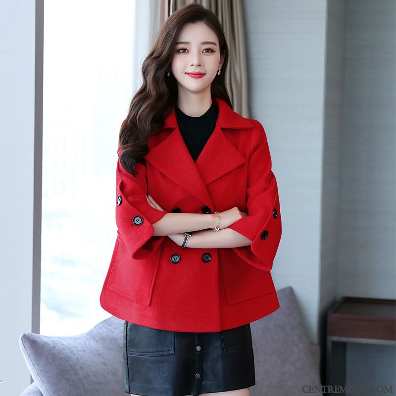 Costumes Blazer Femme Une Veste Manteau En Laine Carreaux Hiver L'automne Tissu De Laine Jaune