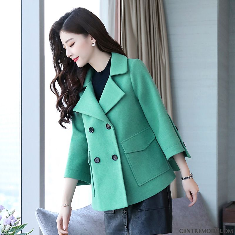 Costumes Blazer Femme Une Veste Manteau En Laine Carreaux Hiver L'automne Tissu De Laine Jaune