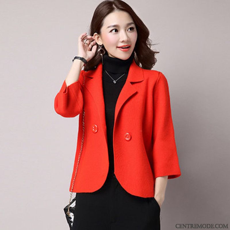 Costumes Blazer Femme Âge Moyen Court Hiver Cardigan L'automne Manteau En Laine Rose