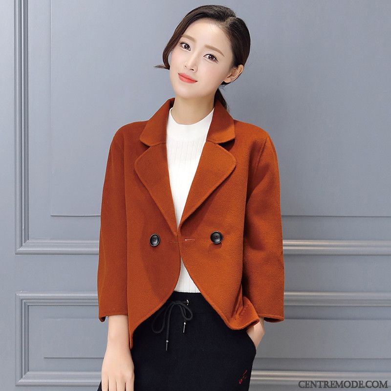 Costumes Blazer Femme Âge Moyen Court Hiver Cardigan L'automne Manteau En Laine Rose