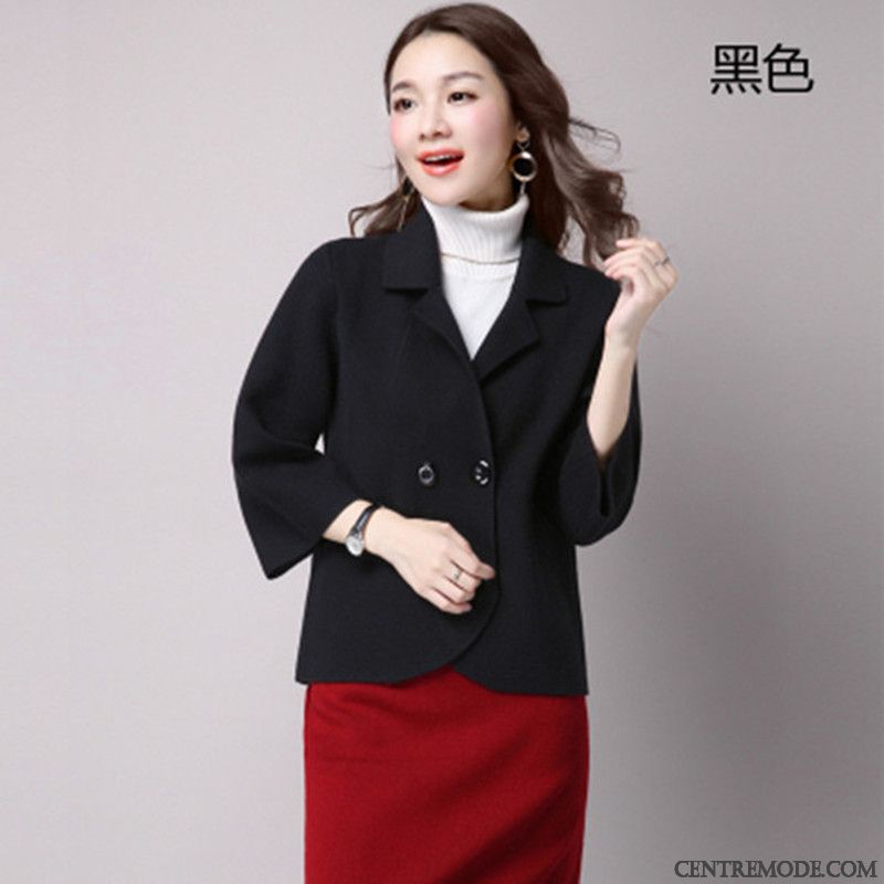 Costumes Blazer Femme Âge Moyen Court Hiver Cardigan L'automne Manteau En Laine Rose