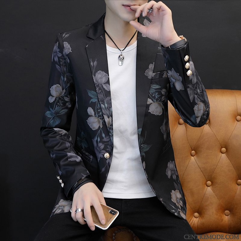 Costumes Blazer Homme Beau Les Adolescents Tendance Slim Décontractée Manteau Bleu