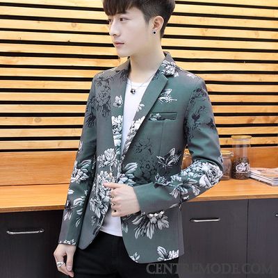 Costumes Blazer Homme Décontractée Floral Tendance Fleur Mode Cool Impression Blanc