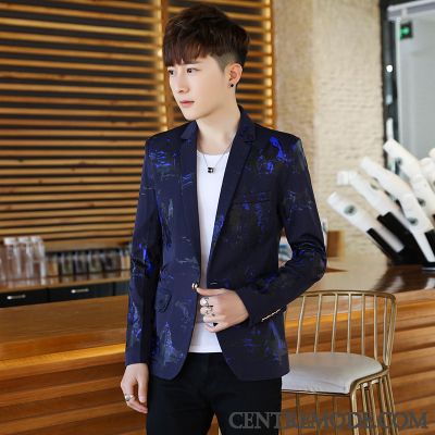 Costumes Blazer Homme Décontractée Floral Tendance Fleur Mode Cool Impression Blanc