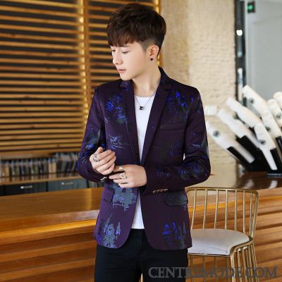 Costumes Blazer Homme Décontractée Floral Tendance Fleur Mode Cool Impression Blanc