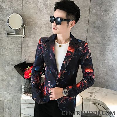 Costumes Blazer Homme Décontractée Floral Tendance Fleur Mode Cool Impression Blanc