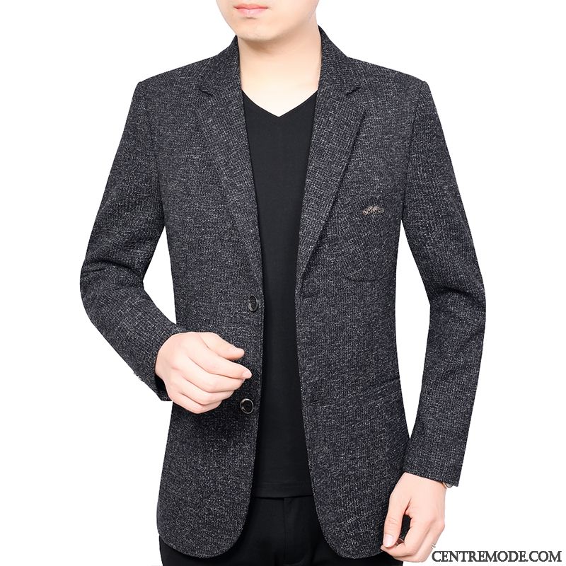 Costumes Blazer Homme Décontractée Manteau Printemps L'automne Âge Moyen Légère Bleu Foncé