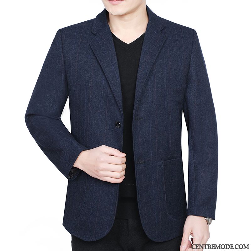 Costumes Blazer Homme Décontractée Manteau Printemps L'automne Âge Moyen Légère Bleu Foncé