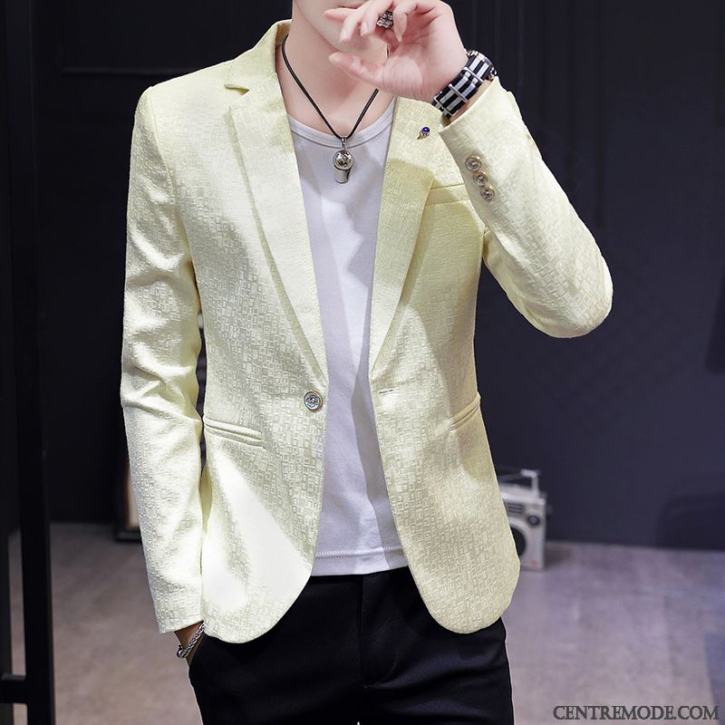 Costumes Blazer Homme Décontractée Tendance Manteau Slim Personnalité Paillette Rouge