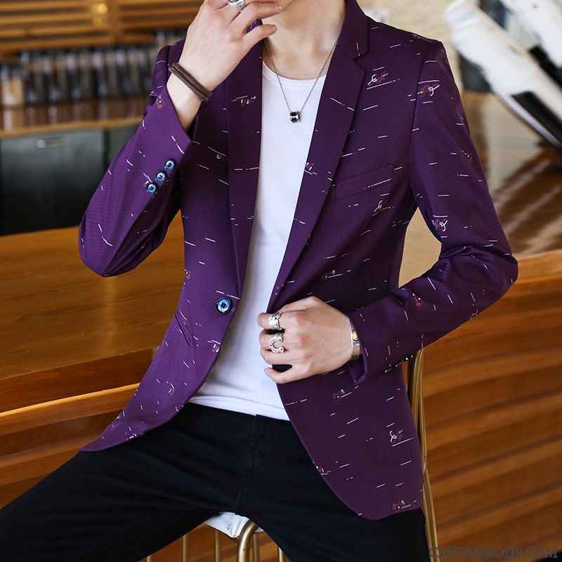Costumes Blazer Homme Jeunesse Britanique Tendance Beau Manteau Petit Costume Bleu