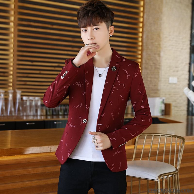 Costumes Blazer Homme Jeunesse Britanique Tendance Beau Manteau Petit Costume Bleu