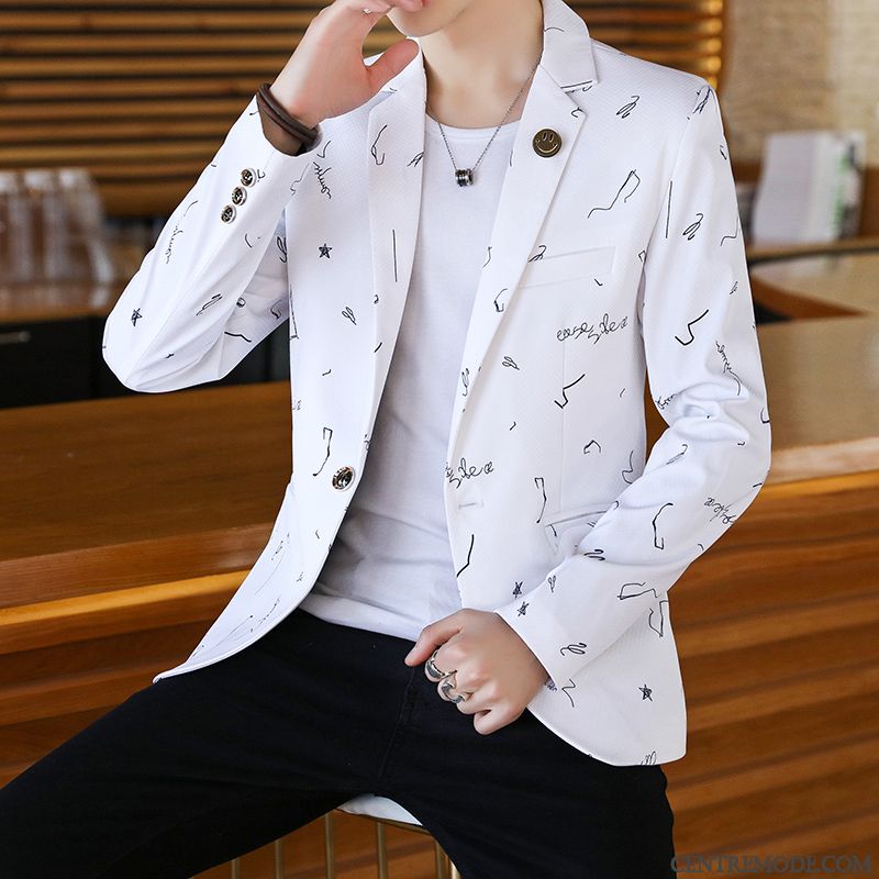Costumes Blazer Homme Jeunesse Britanique Tendance Beau Manteau Petit Costume Bleu