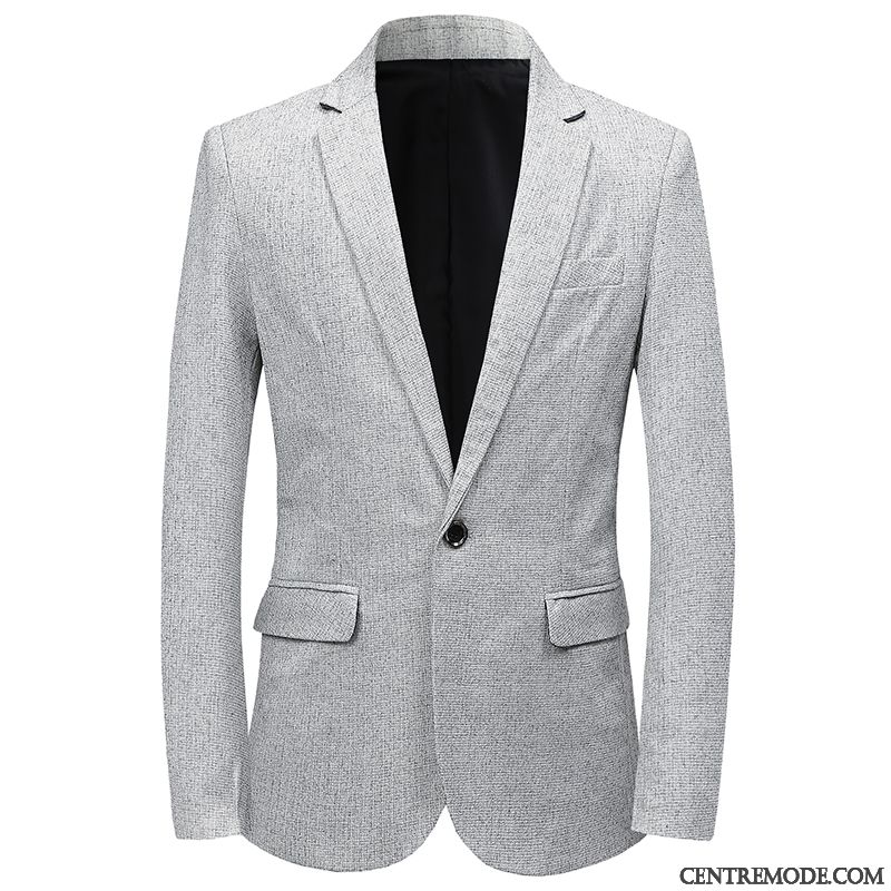 Costumes Blazer Homme L'automne Décontractée Légère Jeunesse Costume Formel Une Veste Noir Gris