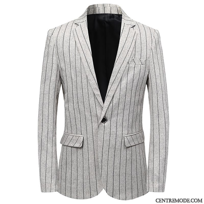 Costumes Blazer Homme L'automne Décontractée Tendance Manteau Slim Légère Noir Gris