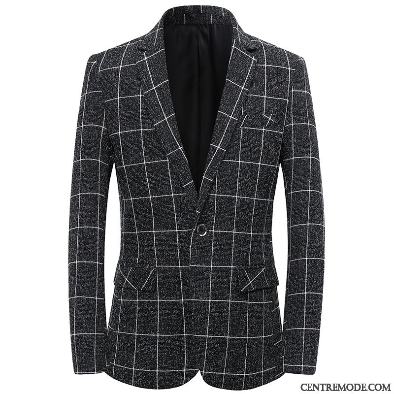 Costumes Blazer Homme L'automne Décontractée Tendance Manteau Slim Légère Noir Gris