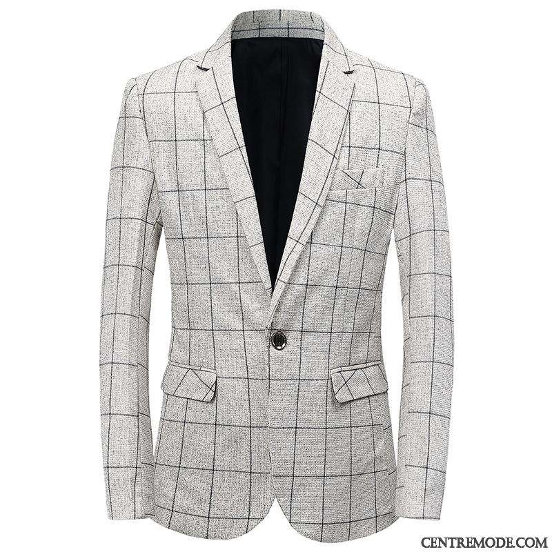 Costumes Blazer Homme L'automne Décontractée Tendance Manteau Slim Légère Noir Gris