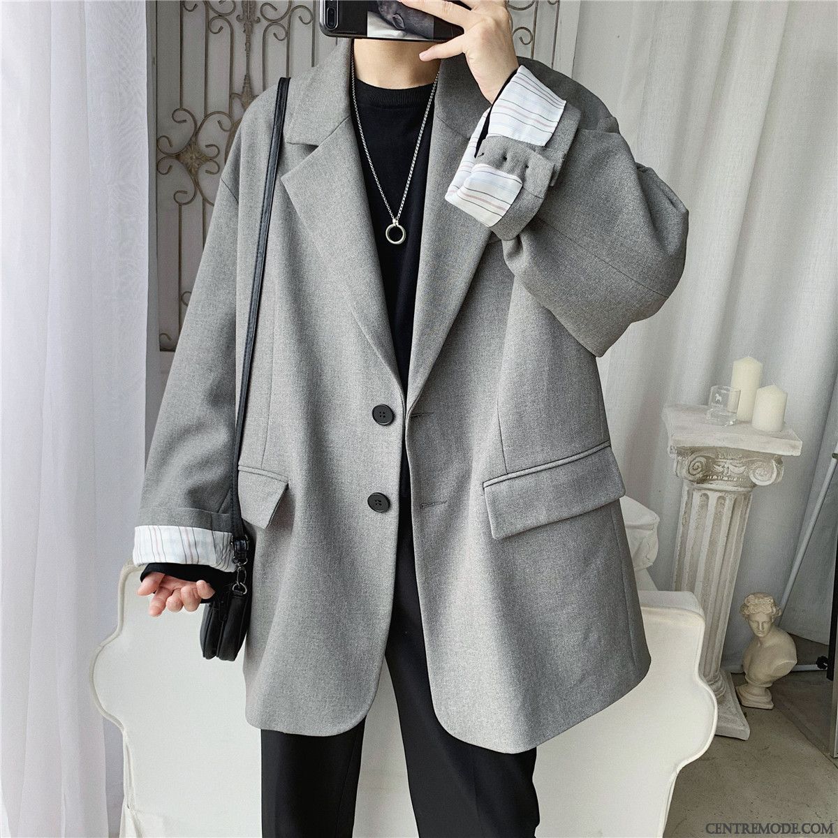 Costumes Blazer Homme Manteau Décontractée Tendance Rétro L'automne Petit Costume Noir