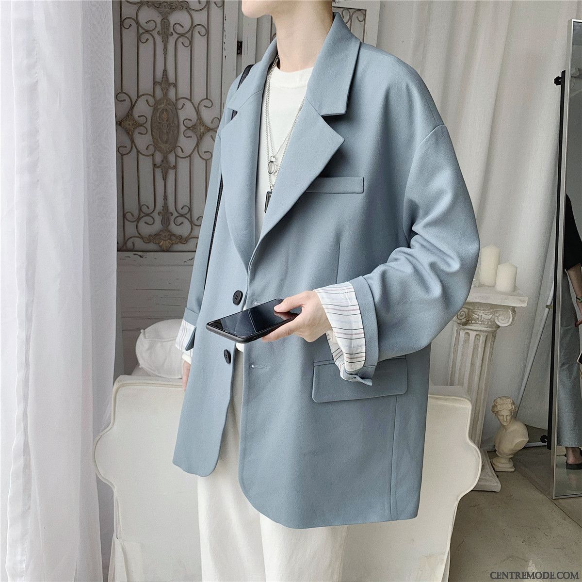 Costumes Blazer Homme Manteau Décontractée Tendance Rétro L'automne Petit Costume Noir