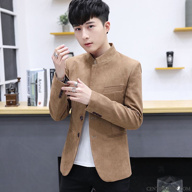Costumes Blazer Homme Mince Décontractée Beau Tendance Jeunesse Manteau Gris