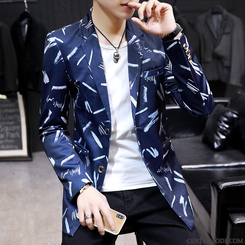 Costumes Blazer Homme Personnalité Une Veste Coupe Vent L'automne Décontractée Les Adolescents Blanc