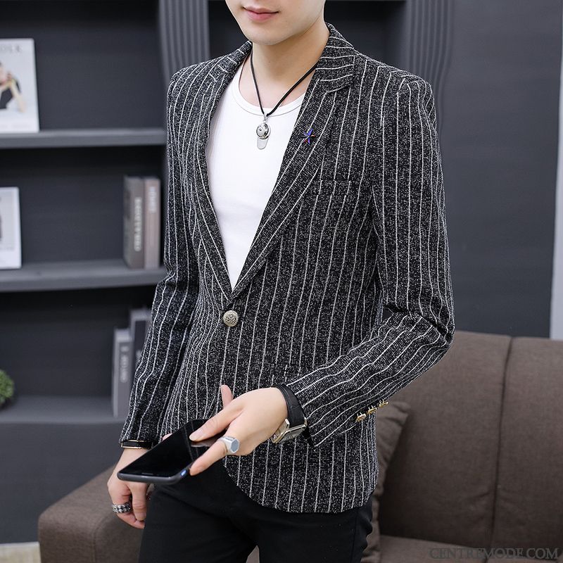 Costumes Blazer Homme Petit Costume Slim Décontractée Tendance L'automne Manteau Bordeaux Impression