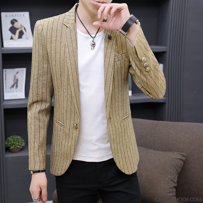 Costumes Blazer Homme Petit Costume Slim Décontractée Tendance L'automne Manteau Bordeaux Impression