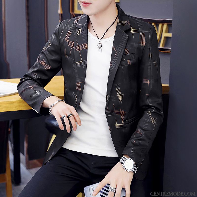 Costumes Blazer Homme Petit Costume Tendance L'automne Une Veste Manteau Jeunesse Blanc