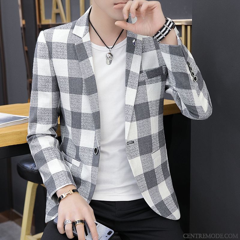 Costumes Blazer Homme Printemps Costume Formel Été Décontractée Une Veste Beau Noir