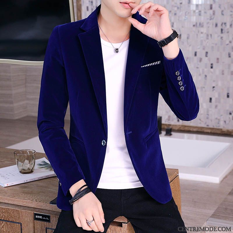 Costumes Blazer Homme Slim Tendance Beau Décontractée Une Veste Étudiant Noir