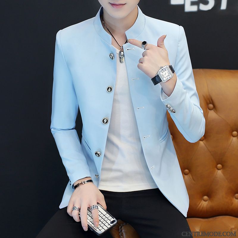 Costumes Blazer Homme Tendance Petit Costume Décontractée Manteau Jeunesse Étudiant Bleu