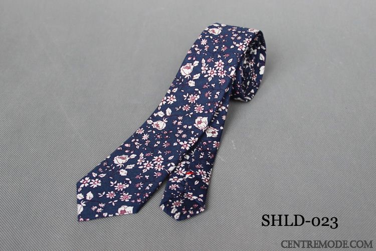 Cravate Homme Floral 100% Coton Grande Marque Étroit Europe Britanique Rouge