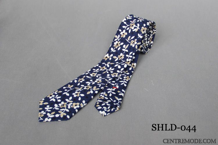 Cravate Homme Floral 100% Coton Grande Marque Étroit Europe Britanique Rouge