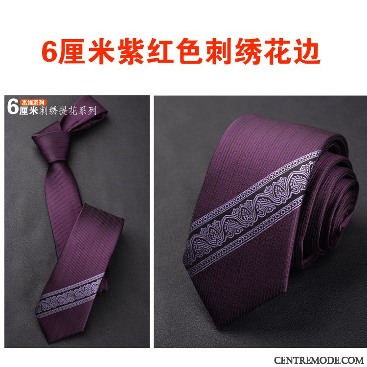 Cravate Homme Marier Brodé Entreprise Le Marié Meilleur Homme Vêtements De Cérémonie Couleur De Contraste Violet Argent