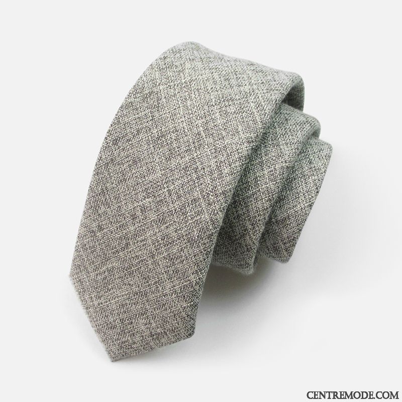 Cravate Homme Mode Étudiant Vêtements De Cérémonie Étroit 6cm Marier Gris