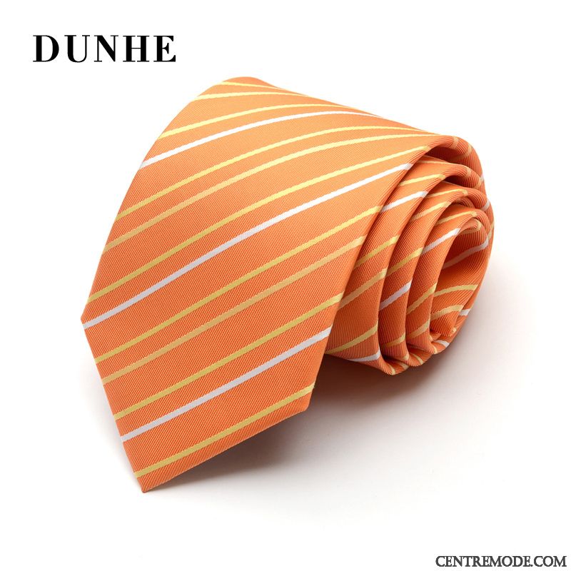 Cravate Homme Rayé Le Marié Marier Entreprise Carrière Vêtements De Cérémonie Noir Orange Jaune