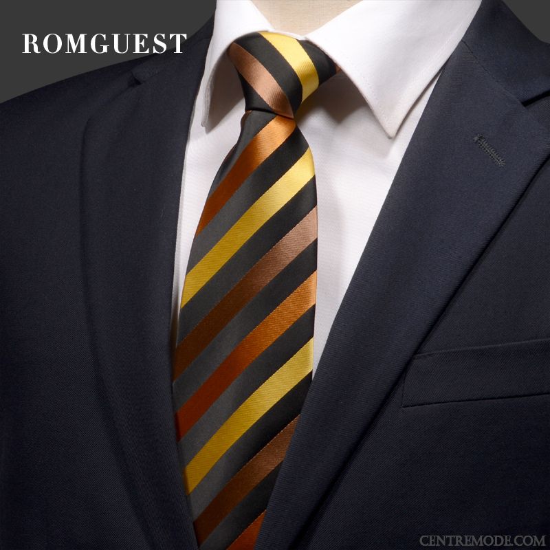 Cravate Homme Vêtements De Cérémonie Carrière Étudiant Rayé Le Marié Marier Pure Noir Orange Jaune